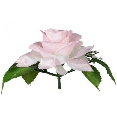 GR134 Róża w pąku - główka z liściem Lt.Pink